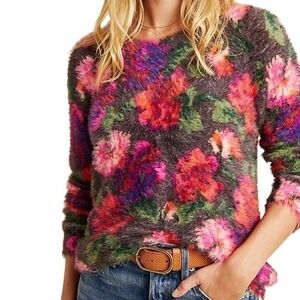 Anthropologie Meadow Rue‎ Ariel Eyelash Sweater, Bouquet of Flowers size M